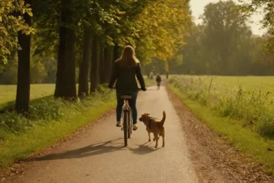 Walking a Dog by Bike